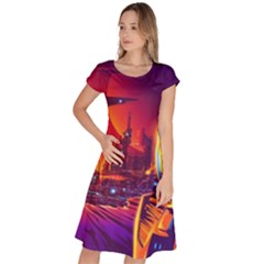 Far Future Human Colonization Classic Short Sleeve Dress by Hannah976