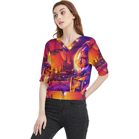 Far Future Human Colonization Quarter Sleeve Blouse by Hannah976