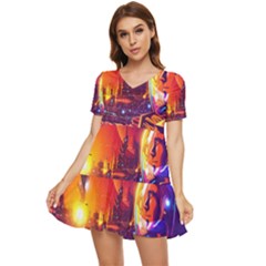 Far Future Human Colonization Tiered Short Sleeve Babydoll Dress by Hannah976