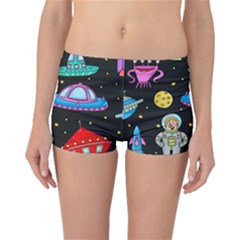 Seamless Pattern With Space Objects Ufo Rockets Aliens Hand Drawn Elements Space Boyleg Bikini Bottoms by Hannah976