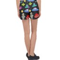 Seamless Pattern With Space Objects Ufo Rockets Aliens Hand Drawn Elements Space Women s Velour Lounge Shorts View2