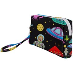 Seamless Pattern With Space Objects Ufo Rockets Aliens Hand Drawn Elements Space Wristlet Pouch Bag (small)