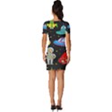 Seamless Pattern With Space Objects Ufo Rockets Aliens Hand Drawn Elements Space Fitted Knot Split End Bodycon Dress View4