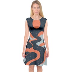 Dessert And Mily Way  pattern  Capsleeve Midi Dress by coffeus