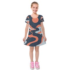 Dessert And Mily Way  pattern  Kids  Short Sleeve Velvet Dress by coffeus