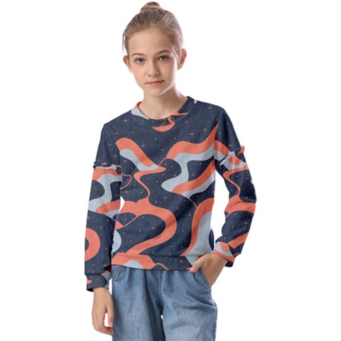 Dessert And Mily Way  pattern  Kids  Long Sleeve T-shirt With Frill  by coffeus