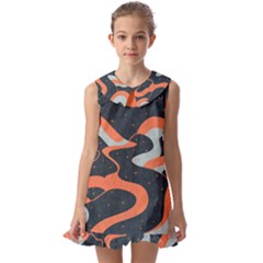 Dessert And Mily Way  pattern  Kids  Pilgrim Collar Ruffle Hem Dress by coffeus