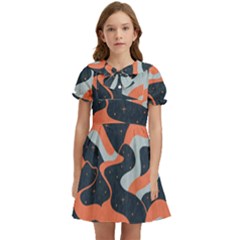 Dessert And Mily Way  pattern  Kids  Bow Tie Puff Sleeve Dress by coffeus