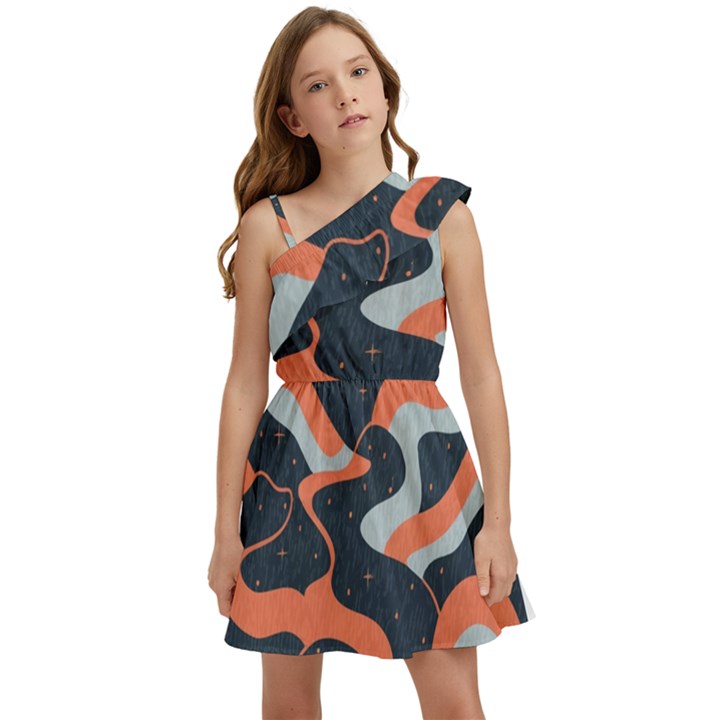 Dessert and Mily way  Pattern  Kids  One Shoulder Party Dress