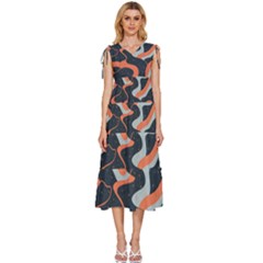 Dessert And Mily Way  pattern  V-neck Drawstring Shoulder Sleeveless Maxi Dress by coffeus