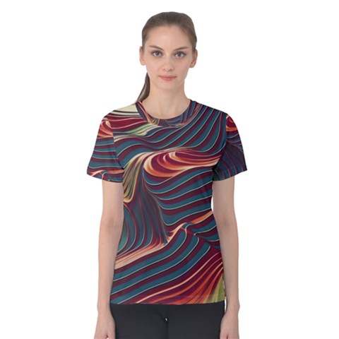 Dessert Storm Wave  pattern  Women s Cotton T-shirt by coffeus