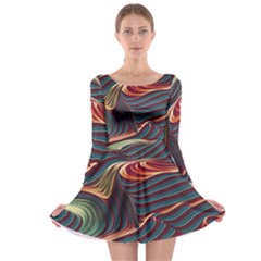 Dessert Storm Wave  pattern  Long Sleeve Skater Dress by coffeus