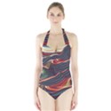 Dessert storm wave  Pattern  Halter Swimsuit View1