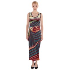 Dessert Storm Wave  pattern  Fitted Maxi Dress by coffeus