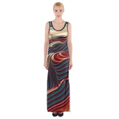 Dessert Storm Wave  pattern  Thigh Split Maxi Dress by coffeus