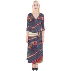 Dessert Storm Wave  pattern  Quarter Sleeve Wrap Maxi Dress by coffeus