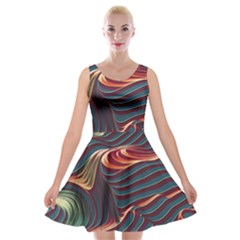 Dessert Storm Wave  pattern  Velvet Skater Dress by coffeus