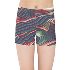 Dessert Storm Wave  pattern  Kids  Sports Shorts by coffeus