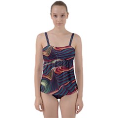 Dessert Storm Wave  pattern  Twist Front Tankini Set by coffeus