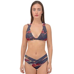 Dessert Storm Wave  pattern  Double Strap Halter Bikini Set by coffeus