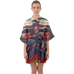 Dessert Storm Wave  pattern  Half Sleeve Satin Kimono  by coffeus