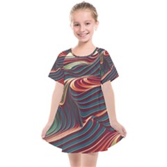 Dessert Storm Wave  pattern  Kids  Smock Dress by coffeus