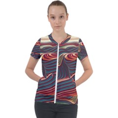 Dessert Storm Wave  pattern  Short Sleeve Zip Up Jacket by coffeus