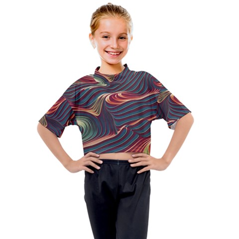 Dessert Storm Wave  pattern  Kids Mock Neck T-shirt by coffeus