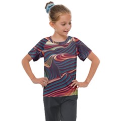 Dessert Storm Wave  pattern  Kids  Mesh Piece T-shirt