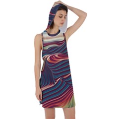 Dessert Storm Wave  pattern  Racer Back Hoodie Dress by coffeus