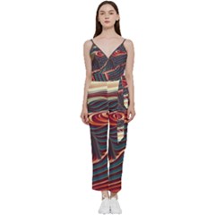 Dessert Storm Wave  pattern  V-neck Camisole Jumpsuit by coffeus