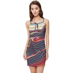 Dessert Storm Wave  pattern  Summer Tie Front Dress by coffeus