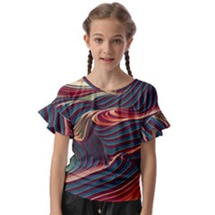 Dessert Storm Wave  pattern  Kids  Cut Out Flutter Sleeves