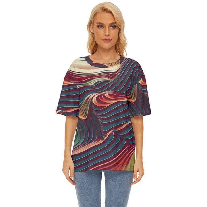 Dessert storm wave  Pattern  Oversized Basic T-Shirt