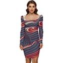 Dessert storm wave  Pattern  Women Long Sleeve Ruched Stretch Jersey Dress View1