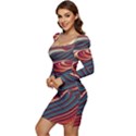 Dessert storm wave  Pattern  Women Long Sleeve Ruched Stretch Jersey Dress View3