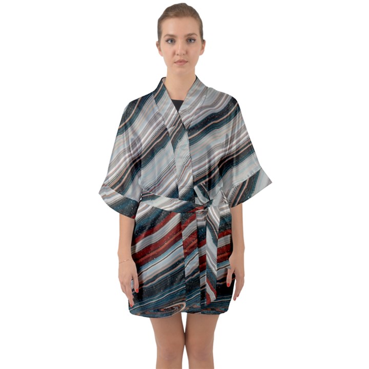 Dessert road  Pattern  all over print design Half Sleeve Satin Kimono 