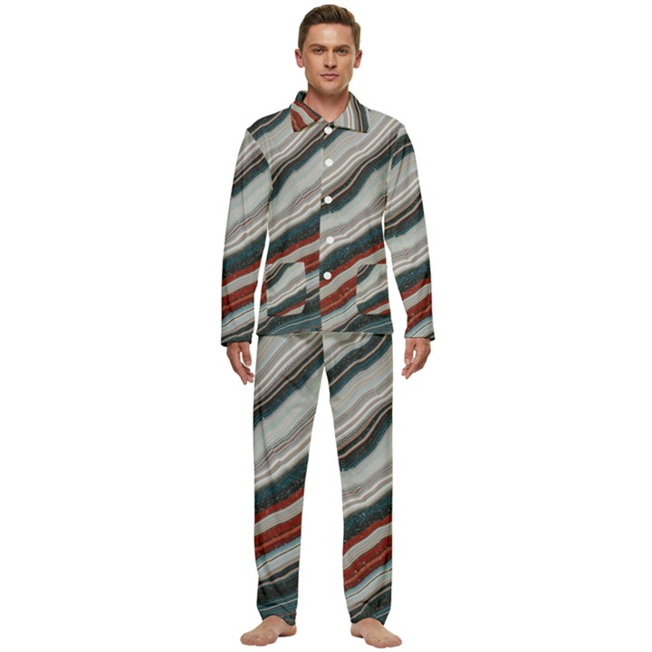 Dessert road  Pattern  all over print design Men s Long Sleeve Velvet Pocket Pajamas Set