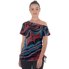 Dessert Land  pattern  All Over Print Design Off Shoulder Tie-up T-shirt