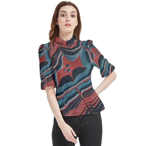 Dessert Land  pattern  All Over Print Design Frill Neck Blouse by coffeus