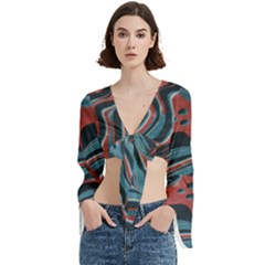 Dessert Land  pattern  All Over Print Design Trumpet Sleeve Cropped Top