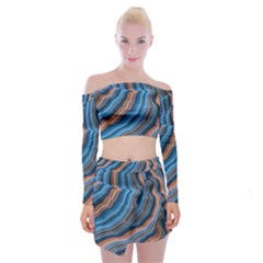 Dessert Waves  pattern  All Over Print Design Off Shoulder Top With Mini Skirt Set by coffeus