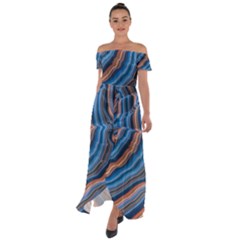 Dessert Waves  pattern  All Over Print Design Off Shoulder Open Front Chiffon Dress by coffeus