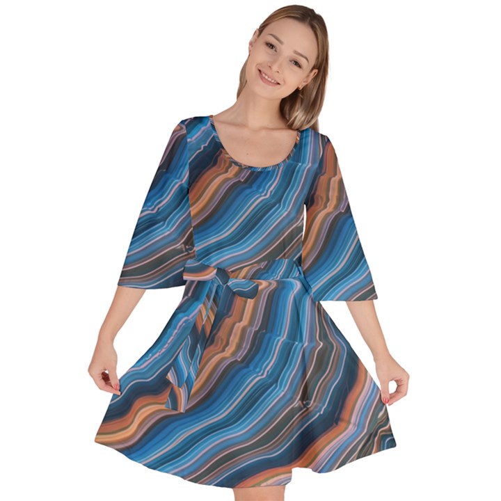 Dessert waves  Pattern  all over Print design Velour Kimono Dress