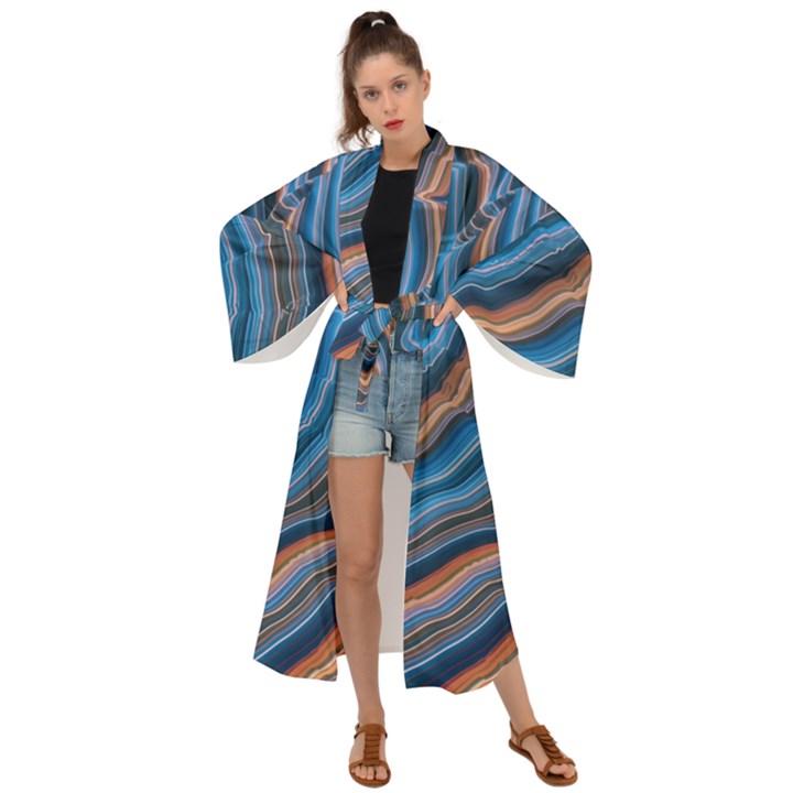 Dessert waves  Pattern  all over Print design Maxi Kimono