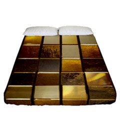 Golden Mosaic Tiles  Fitted Sheet (queen Size) by essentialimage