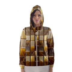 Golden Mosaic Tiles  Women s Hooded Windbreaker