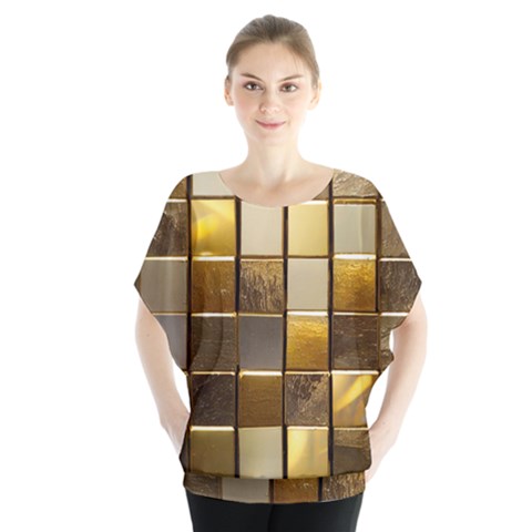 Golden Mosaic Tiles  Batwing Chiffon Blouse by essentialimage