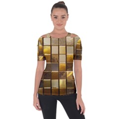 Golden Mosaic Tiles  Shoulder Cut Out Short Sleeve Top by essentialimage