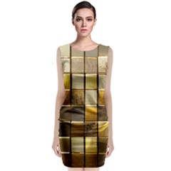 Golden Mosaic Tiles  Sleeveless Velvet Midi Dress